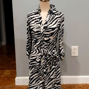 Long sleeve shirt dress INC small zebra print